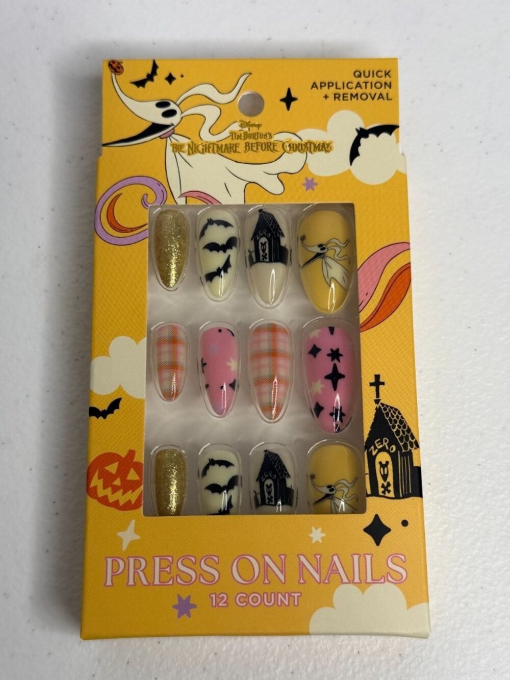 Disney Nightmare Before Christmas Zero Press On Nails Halloween Goth Spooky